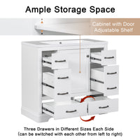 VanityFus 18.6-in White Bathroom Vanity Single Sink Combo Undermount with Ceramic Top 1 door 6 drawers Adjustable Shelves