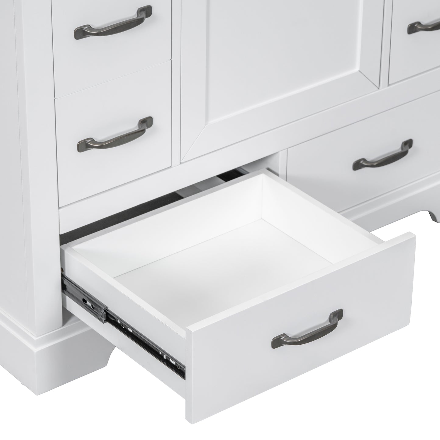 VanityFus 18.6-in White Bathroom Vanity Single Sink Combo Undermount with Ceramic Top 1 door 6 drawers Adjustable Shelves