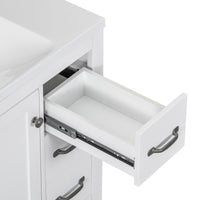 VanityFus 18.6-in White Bathroom Vanity Single Sink Combo Undermount with Ceramic Top 1 door 6 drawers Adjustable Shelves