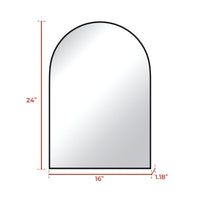 Vanityfus 16-in W 24-in H Arch Matte Black Framed Wall-Mounted Beveled Bathroom Vanity Mirror in silver