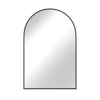 Vanityfus 20-in W 30-in H Arch Matte Black Framed Wall-Mounted Beveled Bathroom Vanity Mirror in silver