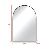 Vanityfus 20-in W 30-in H Arch Matte Black Framed Wall-Mounted Beveled Bathroom Vanity Mirror in silver