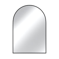 Vanityfus 26-in W 38-in H Arch Matte Black Framed Wall-Mounted Beveled Bathroom Vanity Mirror in silver