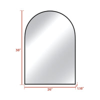 Vanityfus 26-in W 38-in H Arch Matte Black Framed Wall-Mounted Beveled Bathroom Vanity Mirror in silver