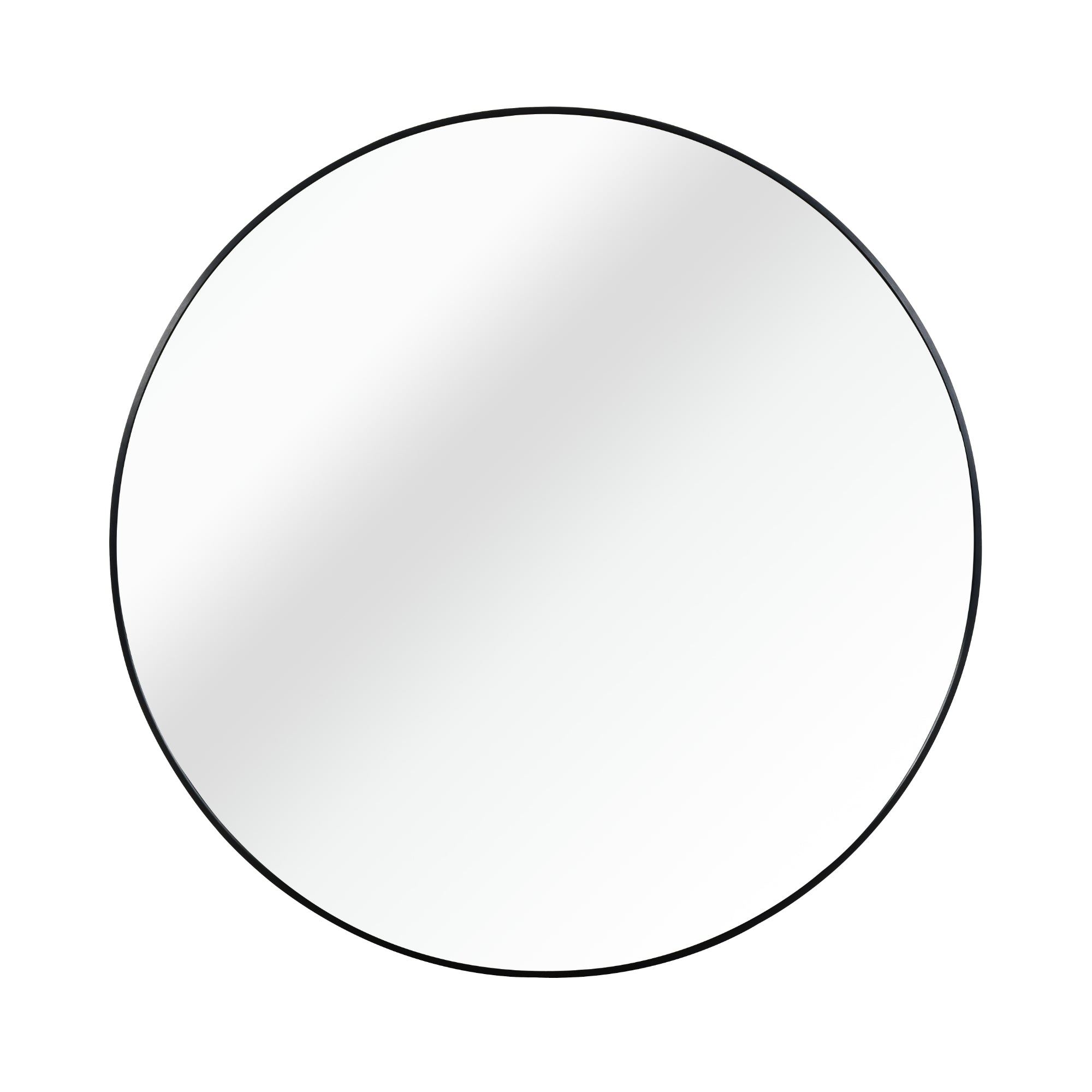 VanityFus 16-in W 16-in H Round Framed Beveled Bathroom Vanity Mirror Wall Mirror (Matte Black)