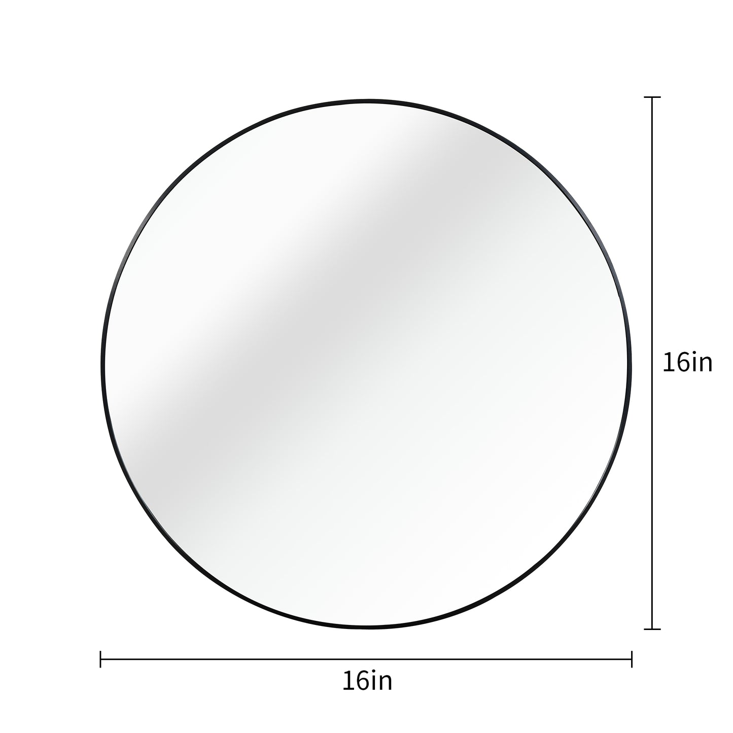 VanityFus 16-in W 16-in H Round Framed Beveled Bathroom Vanity Mirror Wall Mirror (Matte Black)