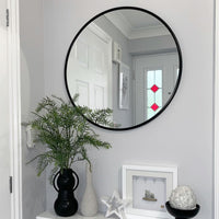 VanityFus 20-in W 20-in H Round Framed Beveled Bathroom Vanity Mirror Wall Mirror (Matte Black)