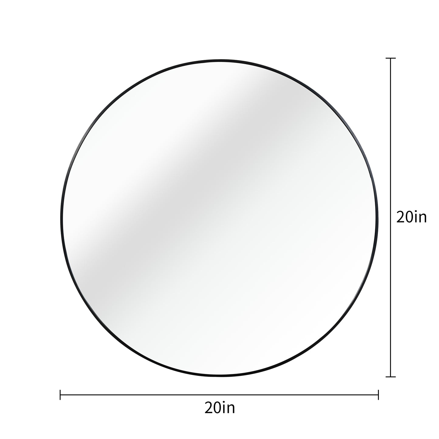 VanityFus 20-in W 20-in H Round Framed Beveled Bathroom Vanity Mirror Wall Mirror (Matte Black)