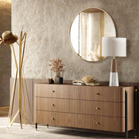 VanityFus 20-in W 20-in H Round Brush Gold Framed Beveled Bathroom Vanity Mirror Wall Mirror