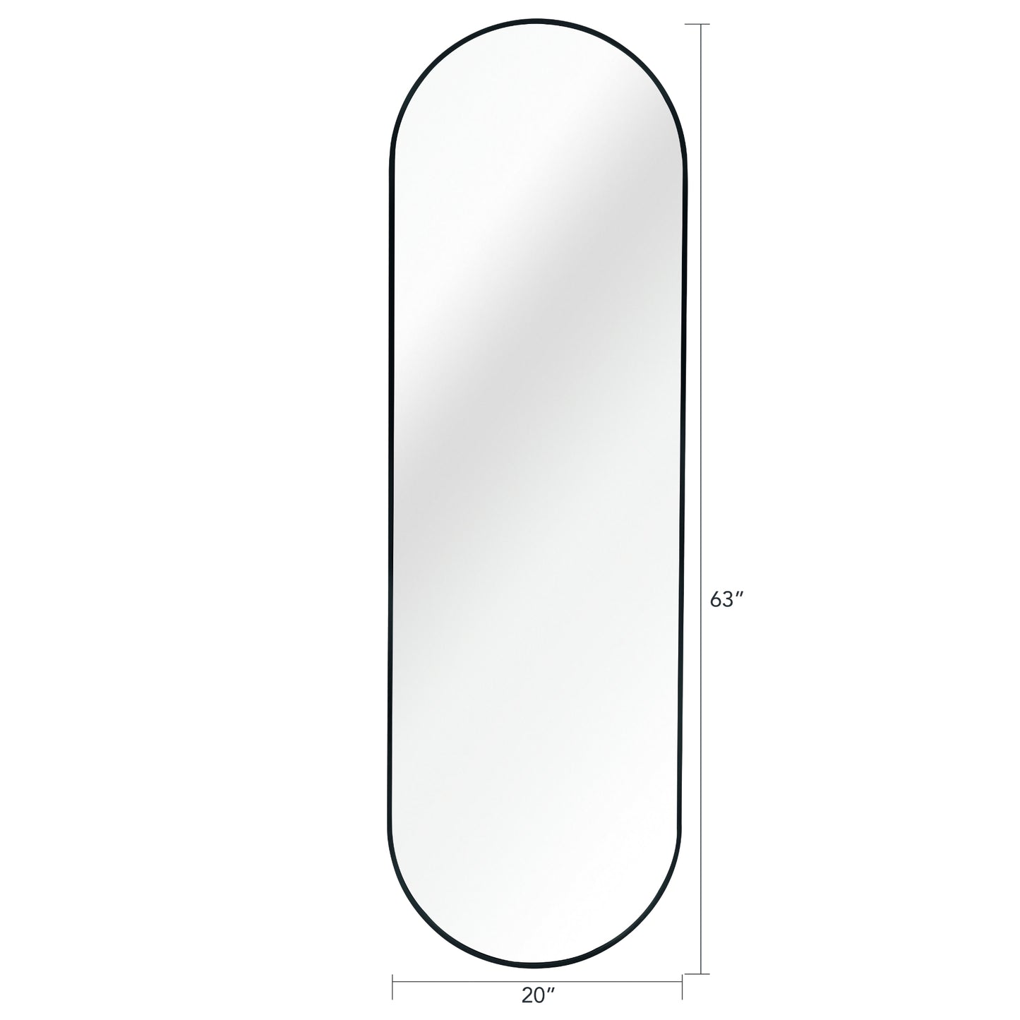 VanityFus 63-in W 20-in H Oval Framed Beveled Bathroom Vanity Mirror Wall Mirror (Matte Black)