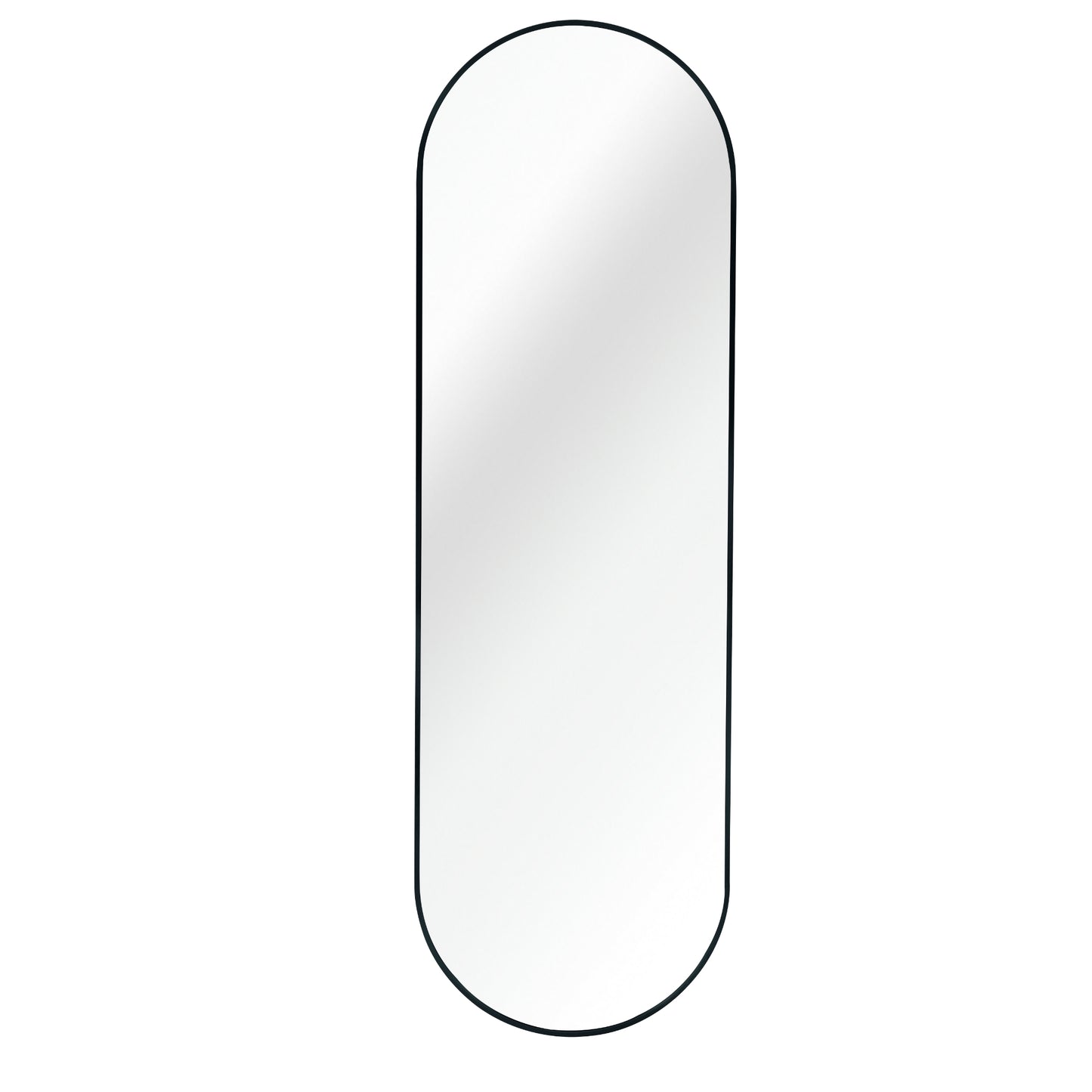 VanityFus 63-in W 20-in H Oval Framed Beveled Bathroom Vanity Mirror Wall Mirror (Matte Black)