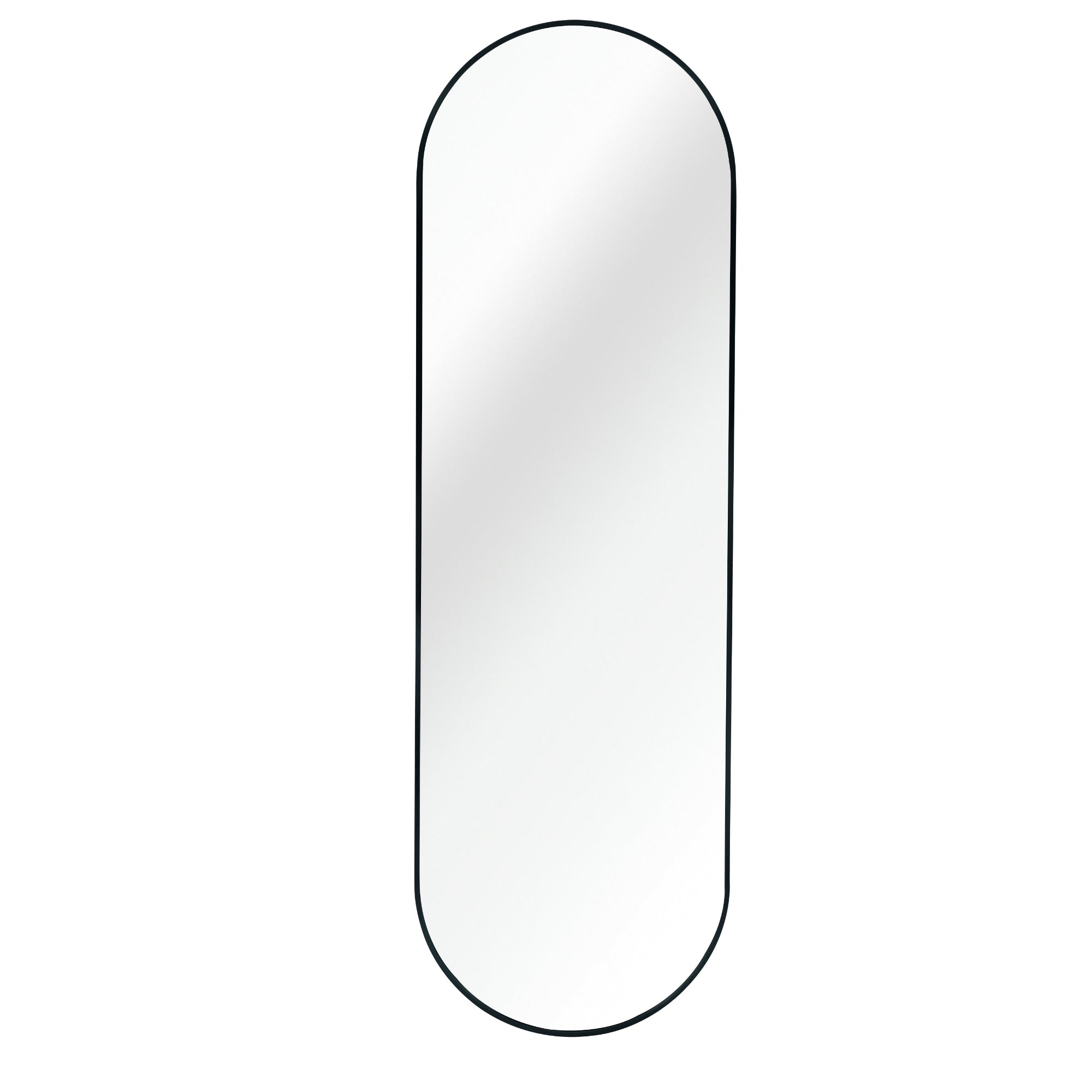 VanityFus 63-in W 20-in H Oval Framed Beveled Bathroom Vanity Mirror Wall Mirror (Matte Black)