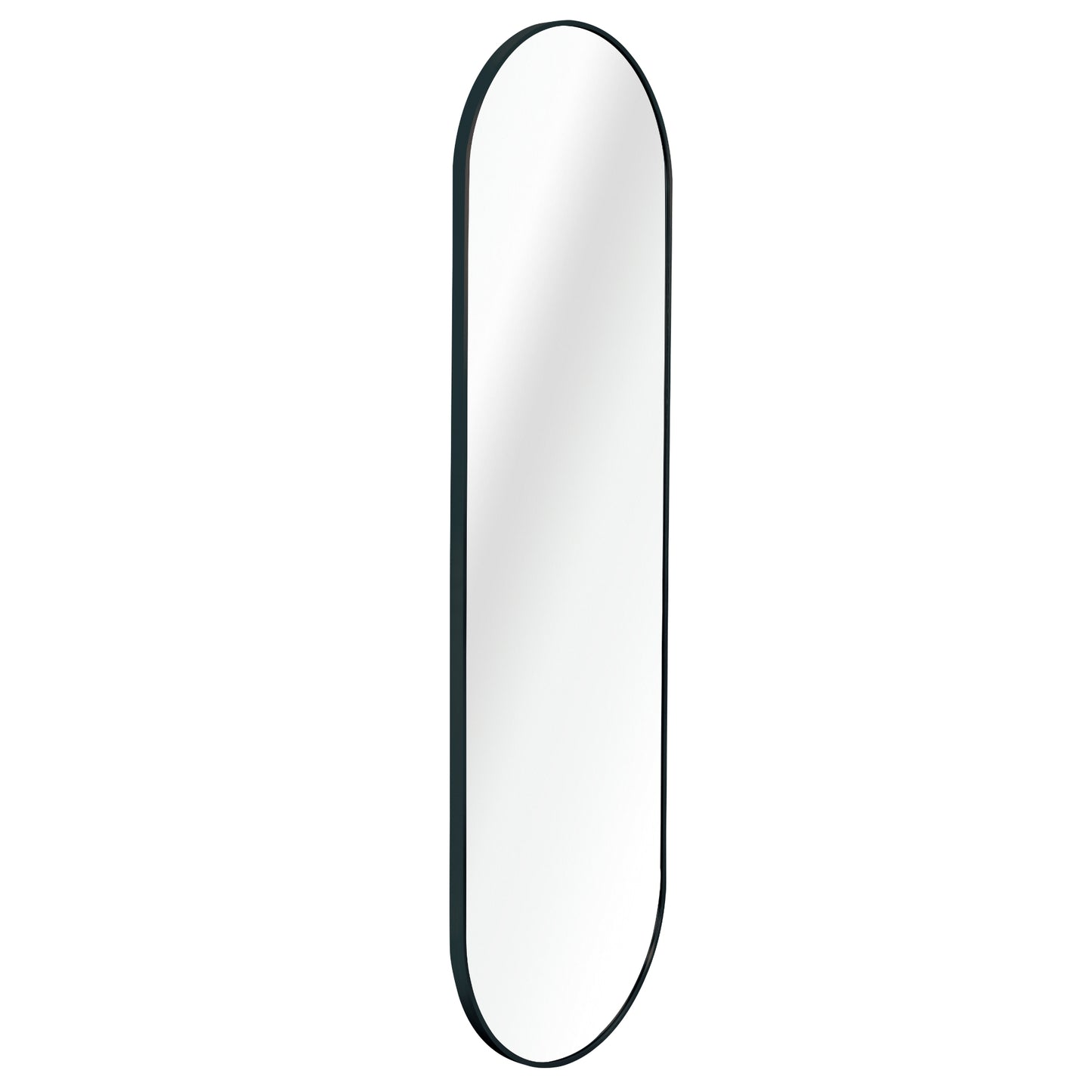 VanityFus 63-in W 20-in H Oval Framed Beveled Bathroom Vanity Mirror Wall Mirror (Matte Black)