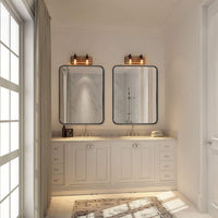 VanityFus 22-in W 30-in H Rectangle Framed Beveled Bathroom Vanity Mirror Wall Mirror (Matte Black)