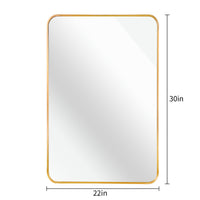 VanityFus 22-in W 30-in H Rectangle Brush Gold Framed Beveled Bathroom Vanity Mirror Wall Mirror