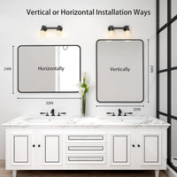 VanityFus 32-in W 24-in H Rectangle Framed Beveled Bathroom Vanity Mirror Wall Mirror (Matte Black)