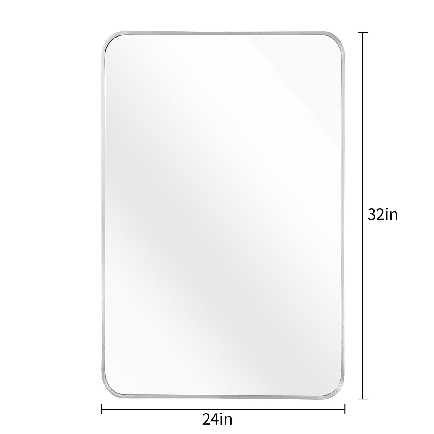 VanityFus 24-in W 32-in H Rectangle Silver Framed Beveled Bathroom Vanity Mirror Wall Mirror