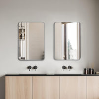 VanityFus 24-in W 32-in H Rectangle Silver Framed Beveled Bathroom Vanity Mirror Wall Mirror