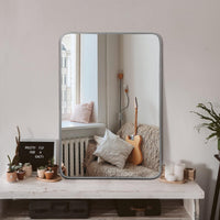 VanityFus 24-in W 32-in H Rectangle Silver Framed Beveled Bathroom Vanity Mirror Wall Mirror