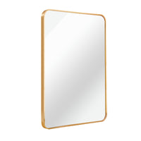 VanityFus 36-in W 24-in H Rectangle Brush Gold Framed Beveled Bathroom Vanity Mirror Wall Mirror