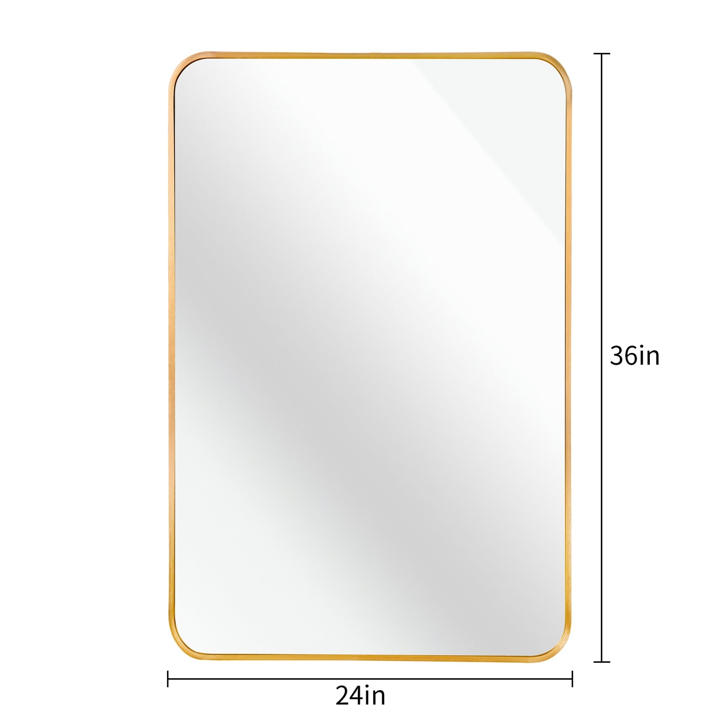 VanityFus 36-in W 24-in H Rectangle Brush Gold Framed Beveled Bathroom Vanity Mirror Wall Mirror