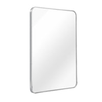 VanityFus 36-in W 24-in H Rectangle Silver Framed Beveled Bathroom Vanity Mirror Wall Mirror