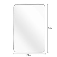 VanityFus 36-in W 24-in H Rectangle Silver Framed Beveled Bathroom Vanity Mirror Wall Mirror
