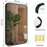 VanityFus 40-in W 30-in H Rectangle Framed Beveled Bathroom Vanity Mirror Wall Mirror (Matte Black)