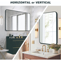 VanityFus 40-in W 30-in H Rectangle Framed Beveled Bathroom Vanity Mirror Wall Mirror (Matte Black)
