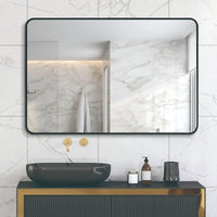 VanityFus 40-in W 30-in H Rectangle Framed Beveled Bathroom Vanity Mirror Wall Mirror (Matte Black)