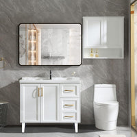 VanityFus 40-in W 30-in H Rectangle Framed Beveled Bathroom Vanity Mirror Wall Mirror (Matte Black)