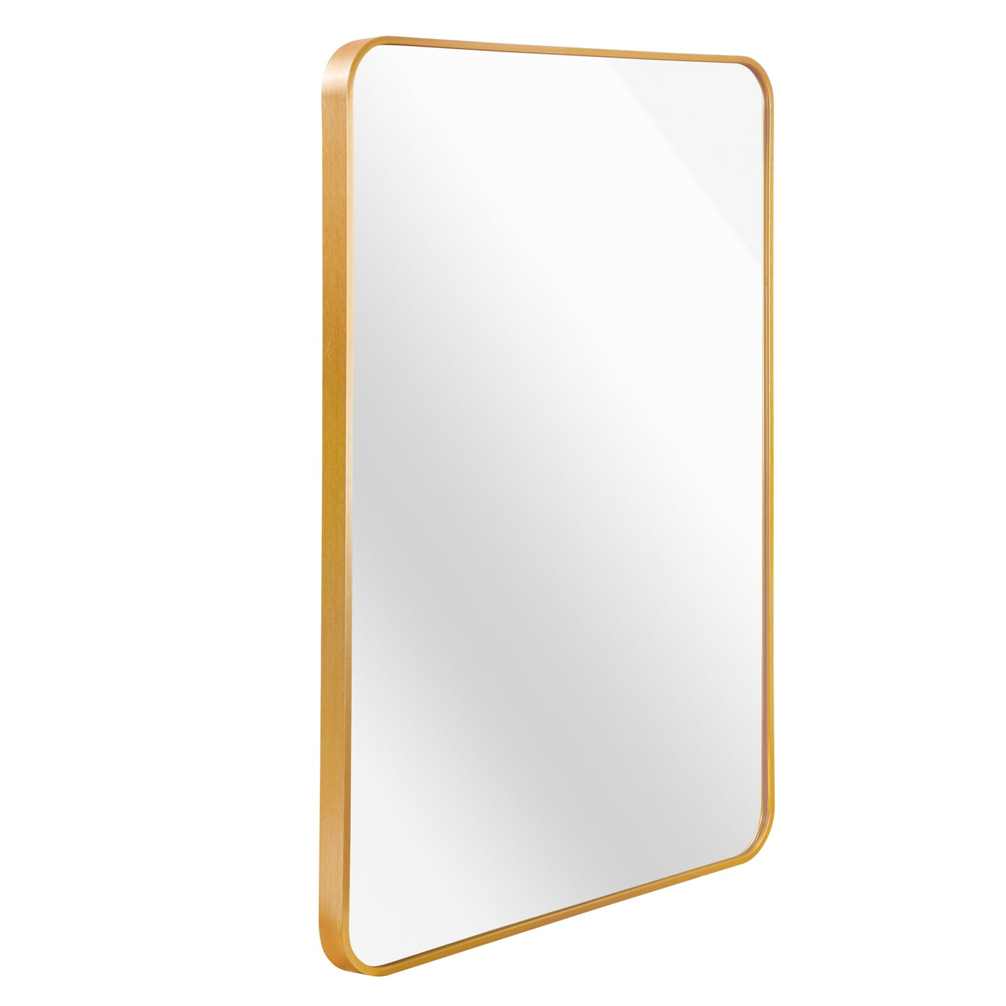 VanityFus 40-in W 30-in H Rectangle Brush Gold Framed Beveled Bathroom Vanity Mirror Wall Mirror