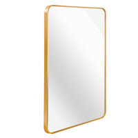 VanityFus 40-in W 30-in H Rectangle Brush Gold Framed Beveled Bathroom Vanity Mirror Wall Mirror