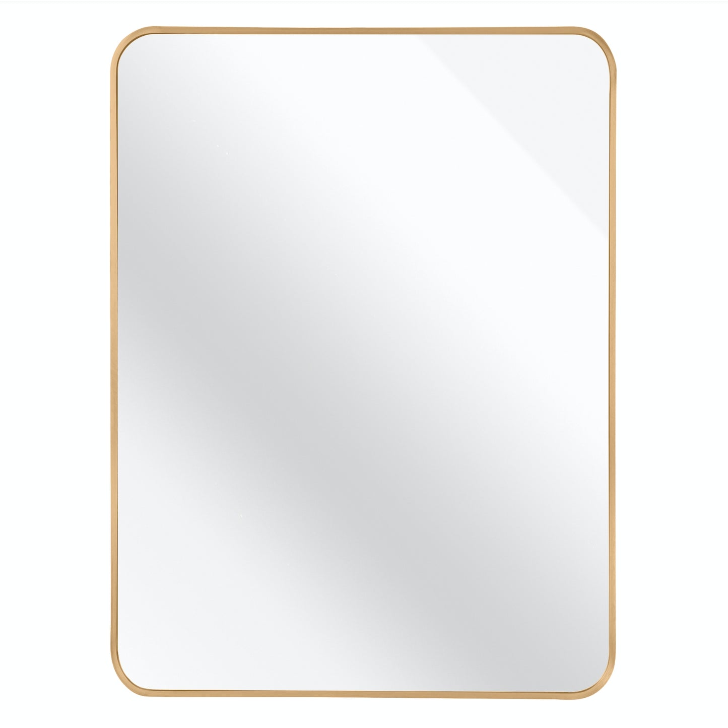 VanityFus 40-in W 30-in H Rectangle Brush Gold Framed Beveled Bathroom Vanity Mirror Wall Mirror