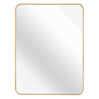 VanityFus 40-in W 30-in H Rectangle Brush Gold Framed Beveled Bathroom Vanity Mirror Wall Mirror