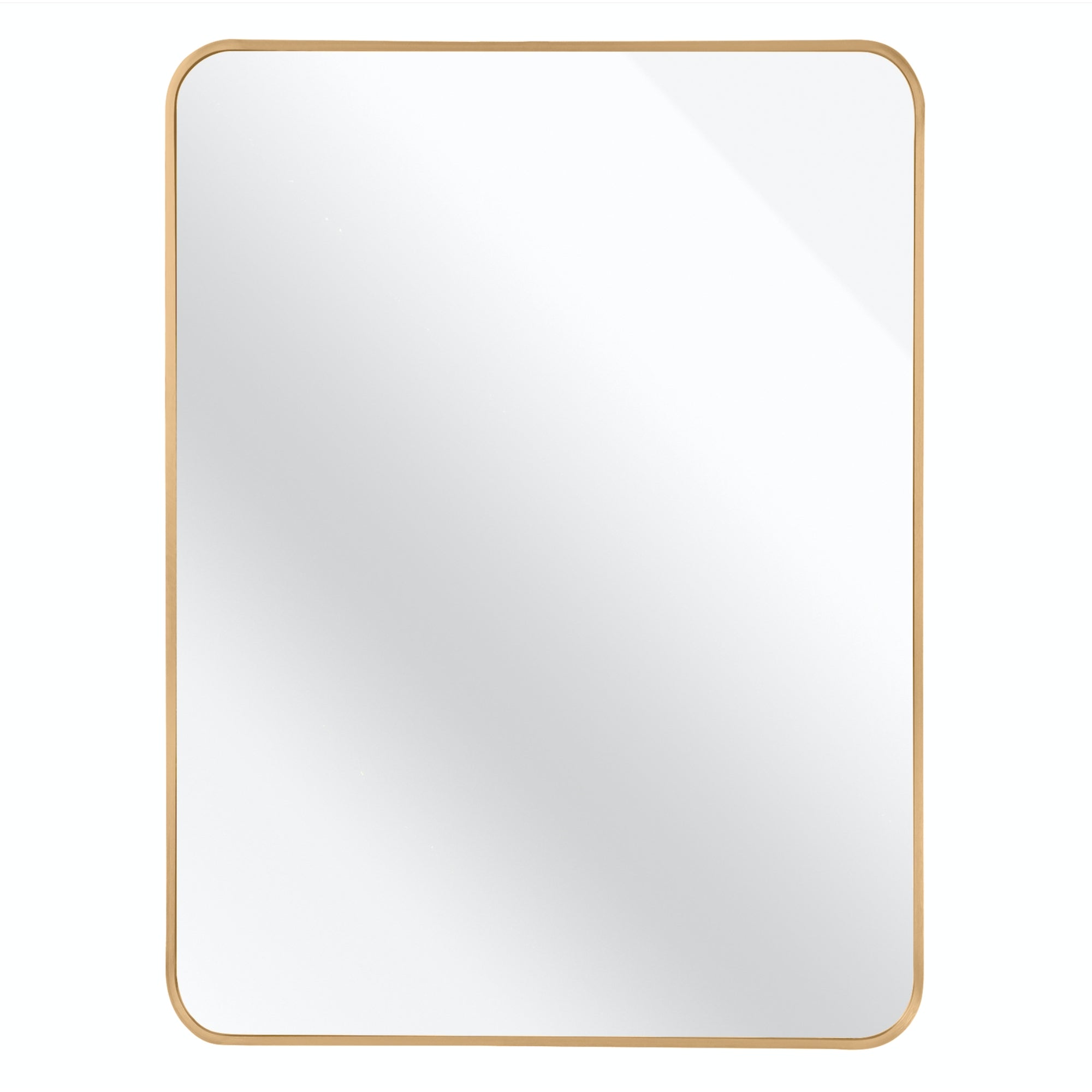 VanityFus 40-in W 30-in H Rectangle Brush Gold Framed Beveled Bathroom Vanity Mirror Wall Mirror