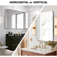 VanityFus 30-in W 40-in H Rectangle Silver Framed Beveled Bathroom Vanity Mirror Wall Mirror