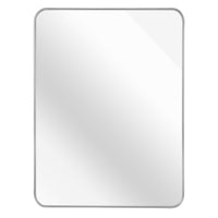 VanityFus 30-in W 40-in H Rectangle Silver Framed Beveled Bathroom Vanity Mirror Wall Mirror