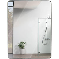 VanityFus 30-in W 40-in H Rectangle Silver Framed Beveled Bathroom Vanity Mirror Wall Mirror