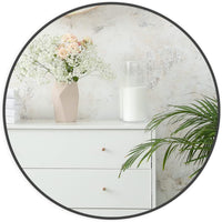 VanityFus 24-in W 24-in H Round Framed Beveled Bathroom Vanity Mirror Wall Mirror (Matte Black)