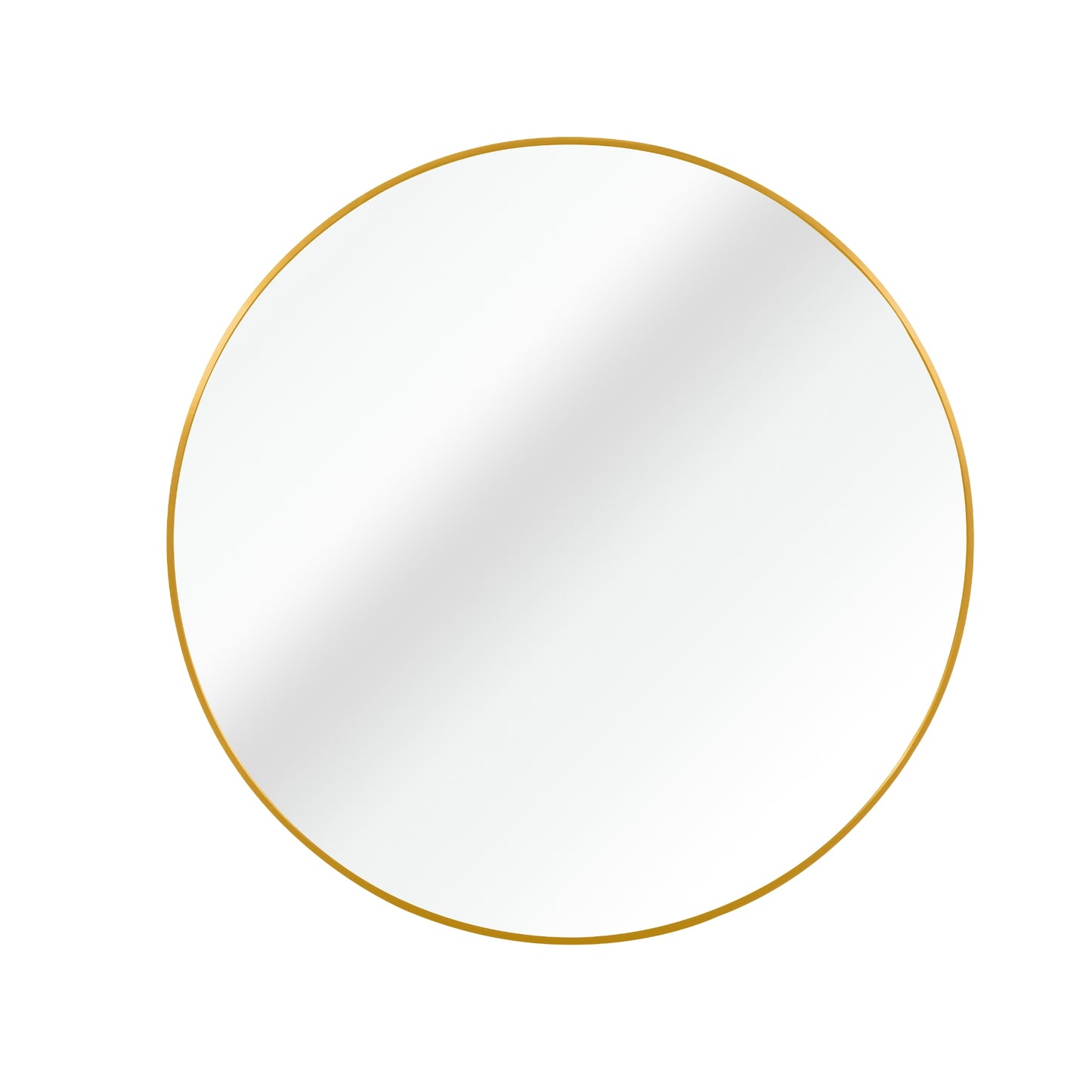 VanityFus 24-in W 24-in H Round Brush Gold Framed Beveled Bathroom Vanity Mirror Wall Mirror