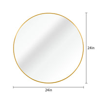 VanityFus 24-in W 24-in H Round Brush Gold Framed Beveled Bathroom Vanity Mirror Wall Mirror