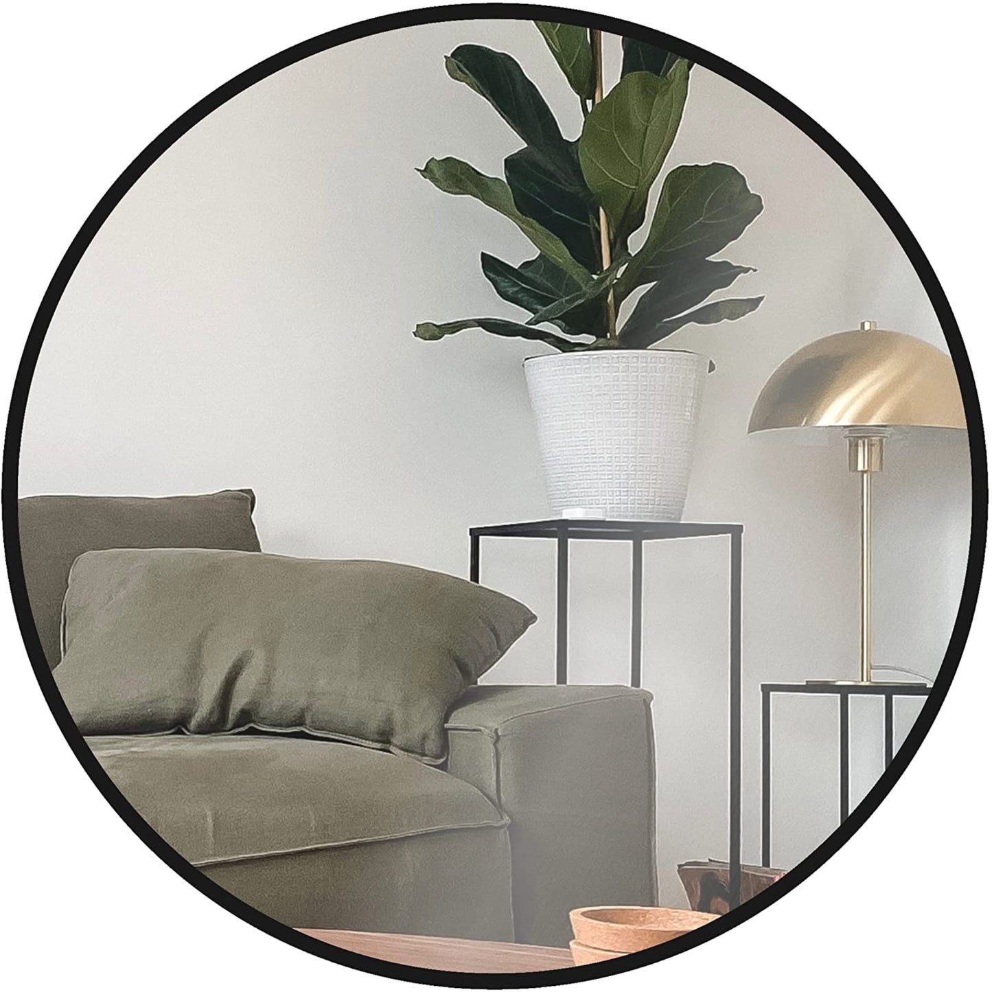 VanityFus 30-in W 30-in H Round Framed Beveled Bathroom Vanity Mirror Wall Mirror (Matte Black)