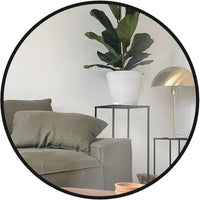 VanityFus 30-in W 30-in H Round Framed Beveled Bathroom Vanity Mirror Wall Mirror (Matte Black)