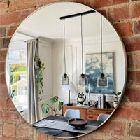 VanityFus 30-in W 30-in H Round Brush Gold Framed Beveled Bathroom Vanity Mirror Wall Mirror