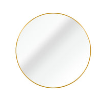VanityFus 30-in W 30-in H Round Brush Gold Framed Beveled Bathroom Vanity Mirror Wall Mirror