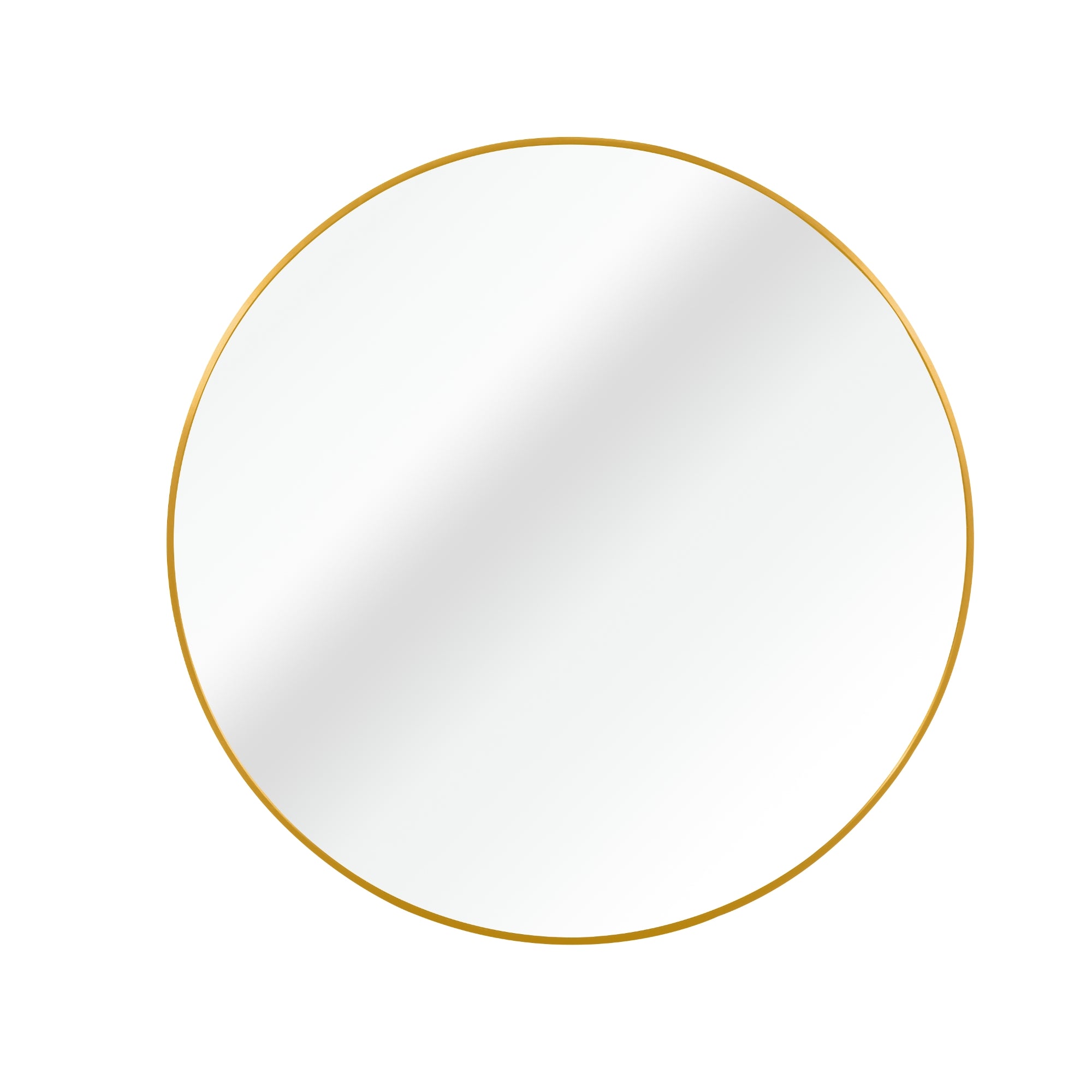 VanityFus 30-in W 30-in H Round Brush Gold Framed Beveled Bathroom Vanity Mirror Wall Mirror
