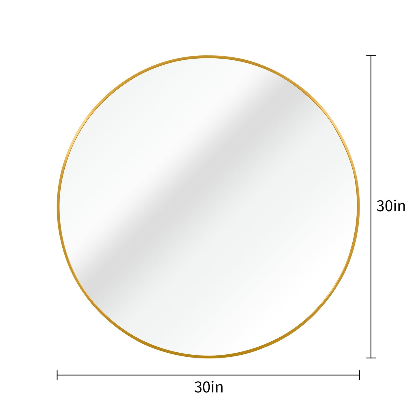 VanityFus 30-in W 30-in H Round Brush Gold Framed Beveled Bathroom Vanity Mirror Wall Mirror