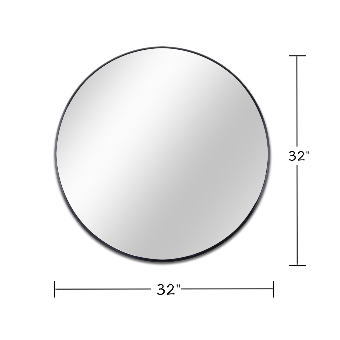 VanityFus 32-in W 32-in H Round Framed Beveled Bathroom Vanity Mirror Wall Mirror (Matte Black)