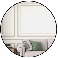 VanityFus 36-in W 36-in H Round Framed Beveled Bathroom Vanity Mirror Wall Mirror (Matte Black)